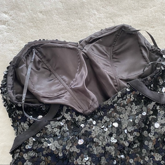Vintage SCALA Sequin & Rhinestone Silk Mini Dress - Picture 6 of 10